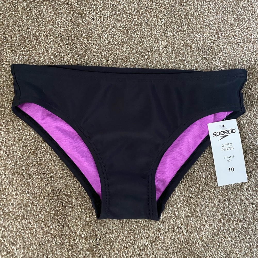 Speedo Kids Speedo Bottom. Size 10. NWT. Black and Pink. #0175 - Picture 1 of 7